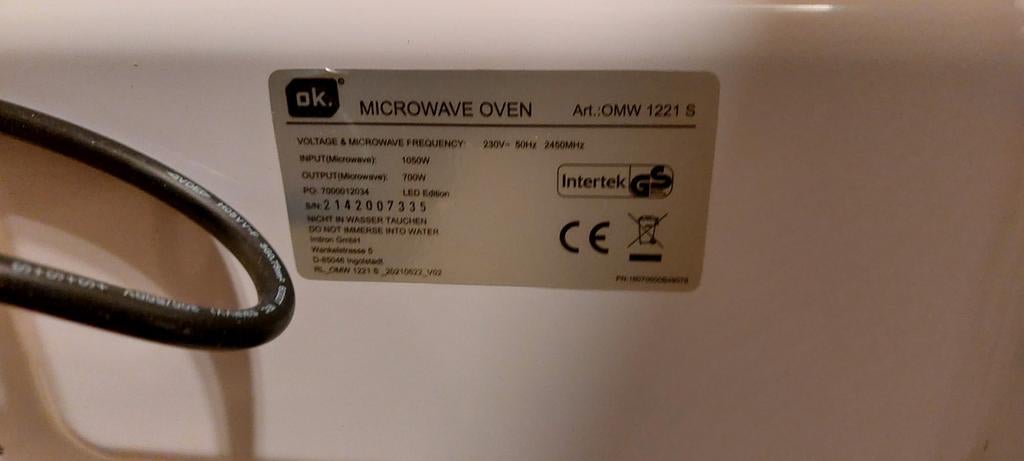 OK. OMW 1221 S Magnetron - Compact en Gebruiksvriendelijk, Ophalen, Gebruikt, Minder dan 45 cm, Magnetron