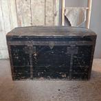 Oude Houten Brocante Reiskoffer Zwart - Vintage Koffer, Ophalen, Sappemeer, Gebruikt, Bij