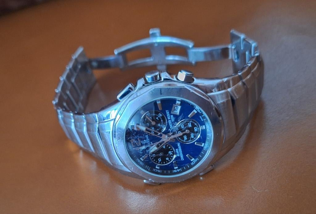 Festina Chronograaf Horloge - Blauwe Wijzerplaat, Staal, Ophalen of Verzenden