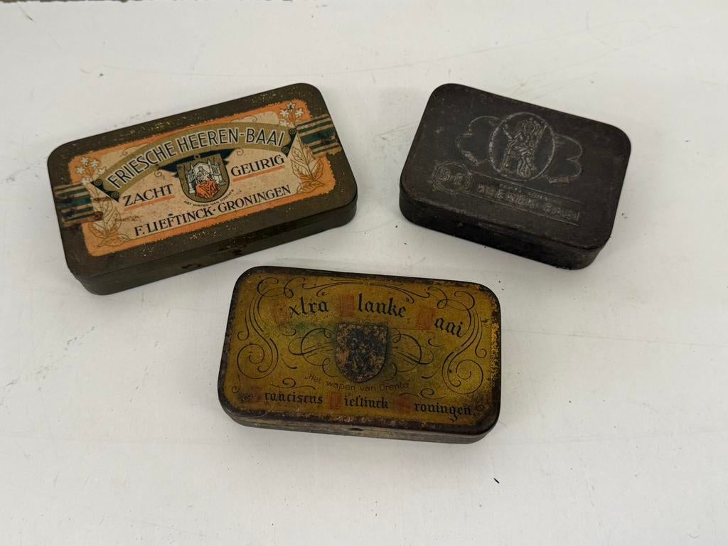 3 x oud tabak blikje lieftinck douwe egberts Heerenbaai, Ophalen of Verzenden, Zo goed als nieuw, Tabaksdoos of Verpakking