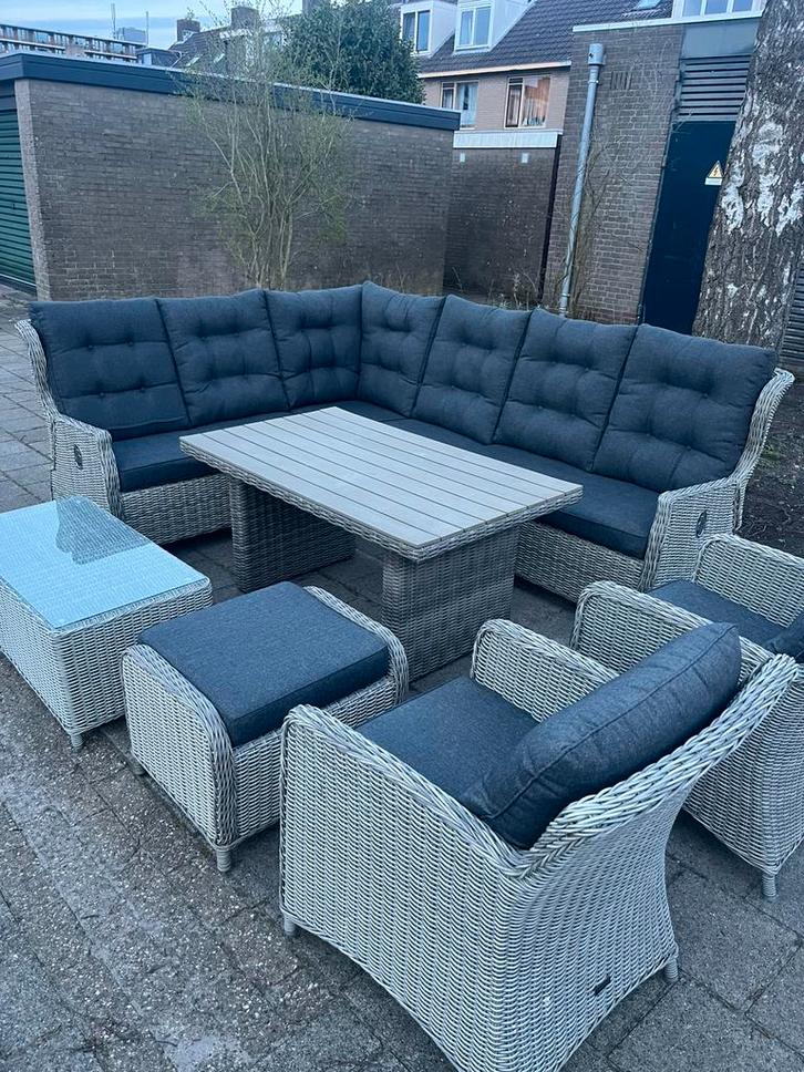 Luxe Loungeset / Dinerset + tafel + stoelen BEZORGING, Tuin en Terras, Tuinsets en Loungesets, Zo goed als nieuw, Wicker, Ophalen of Verzenden