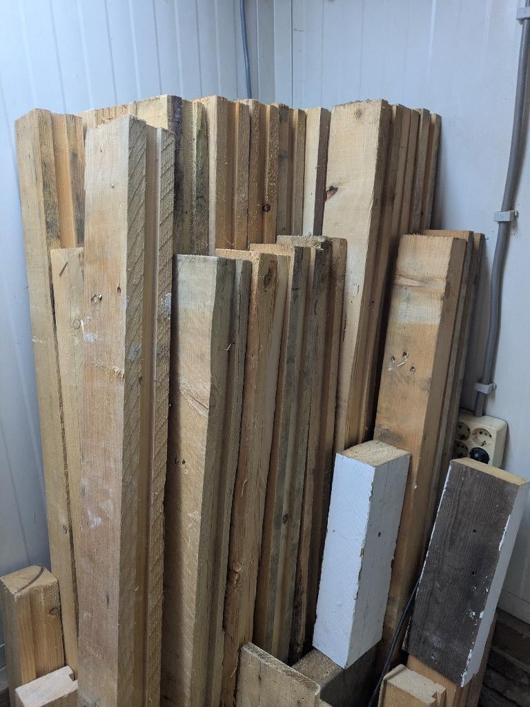 Partij vuren houten balken kopmaat 95x70, Ophalen, Gebruikt, 50 mm of meer, Balk