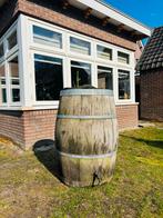 Eiken regenton met koperen kraan - lek voor doe-het-zelver, Ophalen, Gebruikt, Met kraantje, 75 tot 150 liter