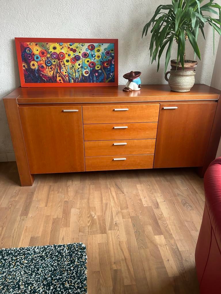 Kersenhouten set: dressoir, salontafel, tafel, kast, spiegel, Ophalen, Gebruikt