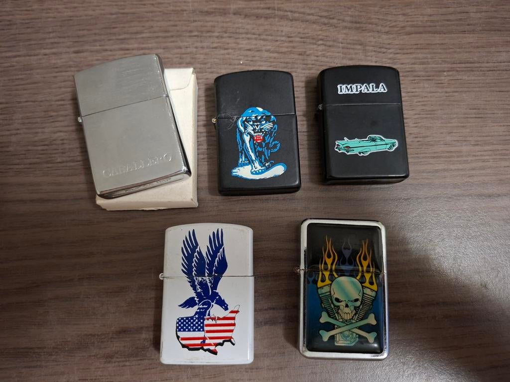5 x zippo aansteker, Gebruikt, Onbekend, Ophalen of Verzenden, Onbekend
