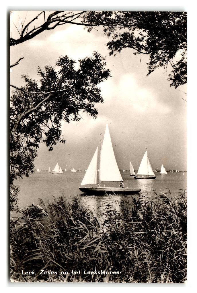 Leek, Zeilen op het Leekstermeer, Verzenden, 1940 tot 1960, Gelopen, Groningen