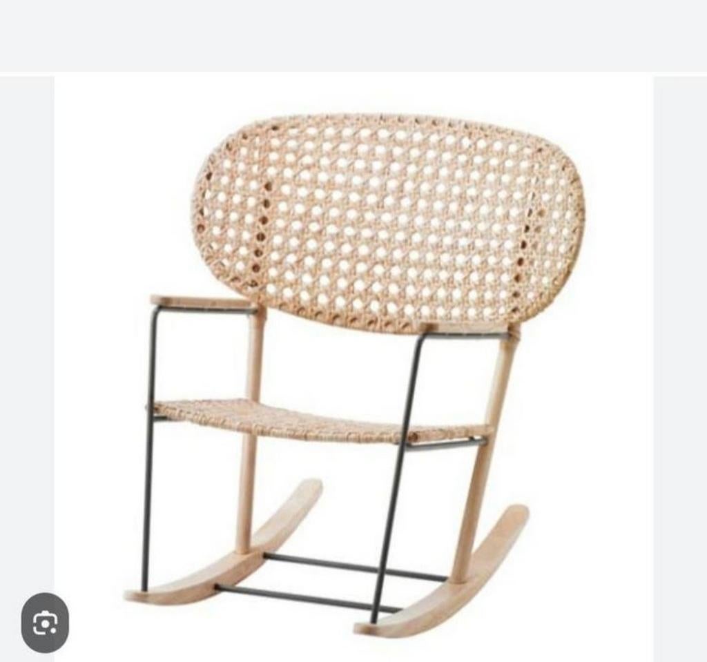 IKEA GRÖNADAL Schommelstoel - Rotan en Berkenhout, Ophalen, Overige kleuren, Scandinavisch, Modern, Natuurlijk, Hout