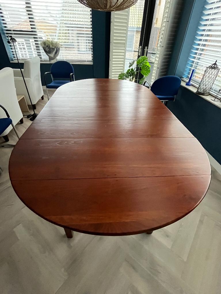 Kersenhouten eettafel verstelbaar, Huis en Inrichting, Tafels | Eettafels, Ophalen, Gebruikt, 100 tot 150 cm, 200 cm of meer