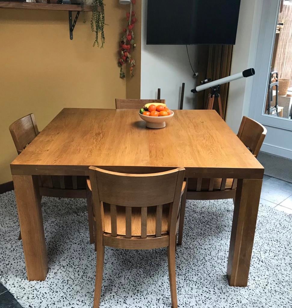 Eikenhouten eethoek, Huis en Inrichting, Complete eetkamers, Zo goed als nieuw, 4 tot 6 stoelen, Ophalen