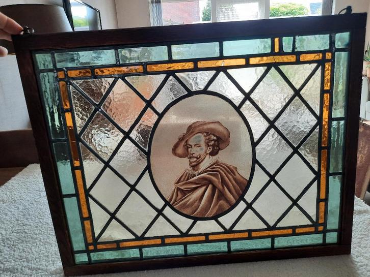 antiek glas in lood raam Peter Paul Rubens jaar 1900., Antiek en Kunst, Antiek | Glas en Kristal, Ophalen of Verzenden