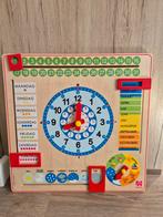 Goula houten kalenderklok-leerklok+gratis blokken speelgoed., Ophalen, Zo goed als nieuw