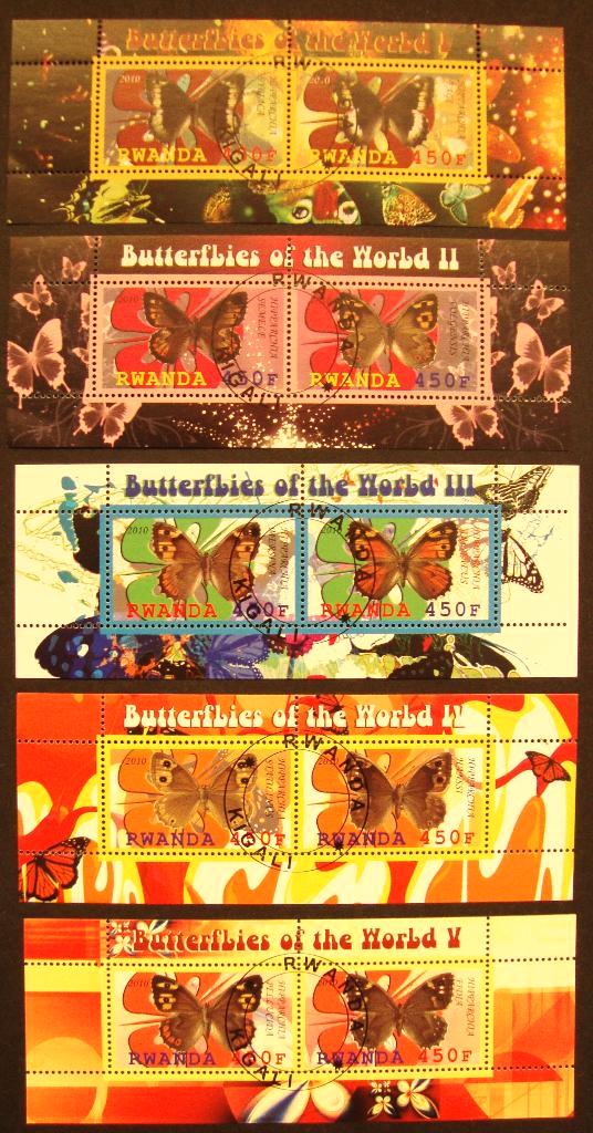 - 776 - 5 Blokjes / Strookjes met Vlinders., Postzegels en Munten, Postzegels | Thematische zegels, Gestempeld, Dier of Natuur