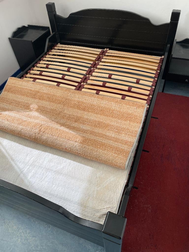 Stevig tweepersoonsbed, Ophalen, Gebruikt, Zwart, Tweepersoons