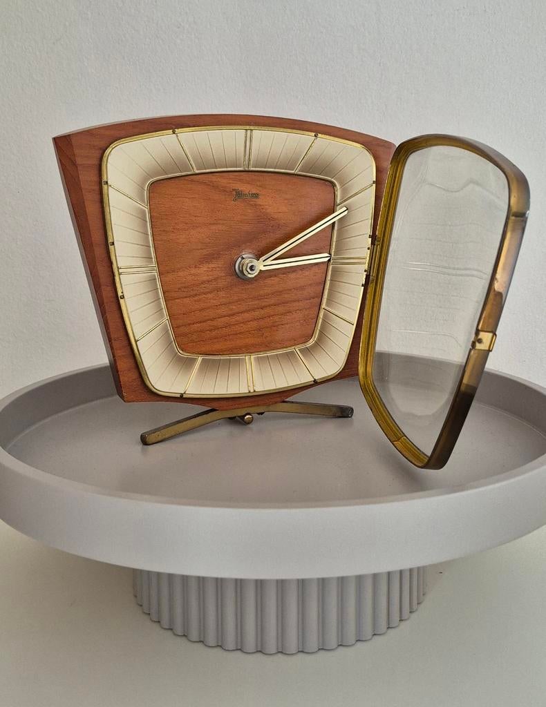 Vintage Palmtag tafelklok – jaren ’50 / ’60 – mid-century de, Ophalen of Verzenden