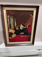 Ingelijste borduurwerk van interieur, Ophalen of Verzenden