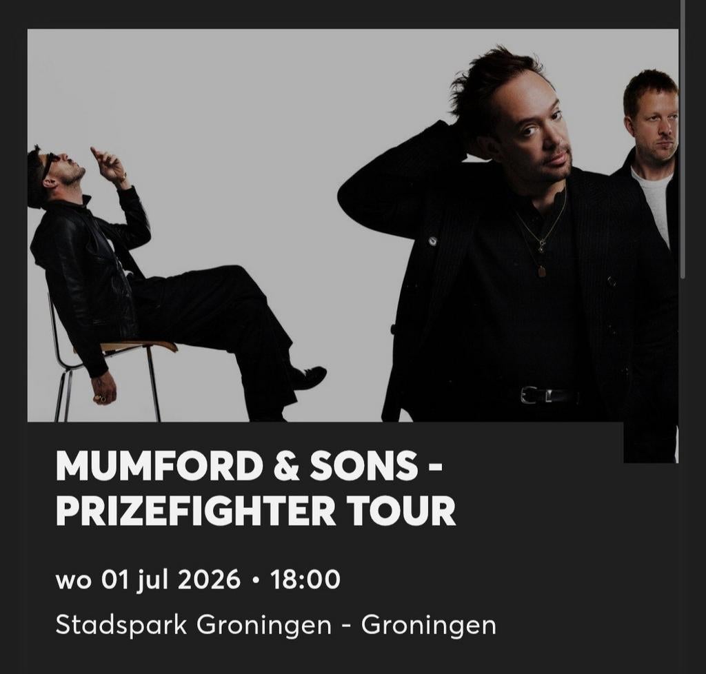Mumford and sons -- 1 juli Stadspark Groningen (4 tickets), Twee personen, Juli