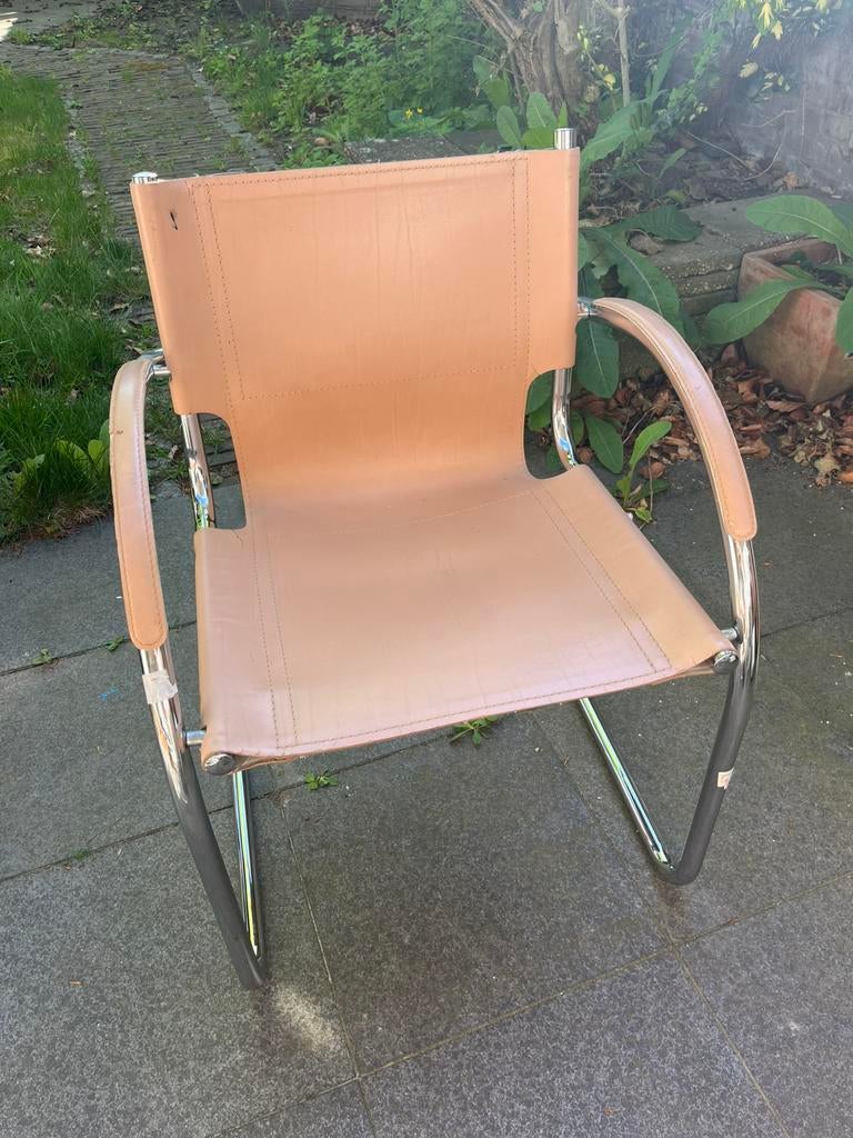 Design Stoel Leer, Huis en Inrichting, Stoelen, Ophalen, Gebruikt, Overige kleuren, Design