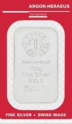 Zilver. 100 gram argor heraeus. Umicore/baar/zilverbaar, Ophalen of Verzenden, Zilver