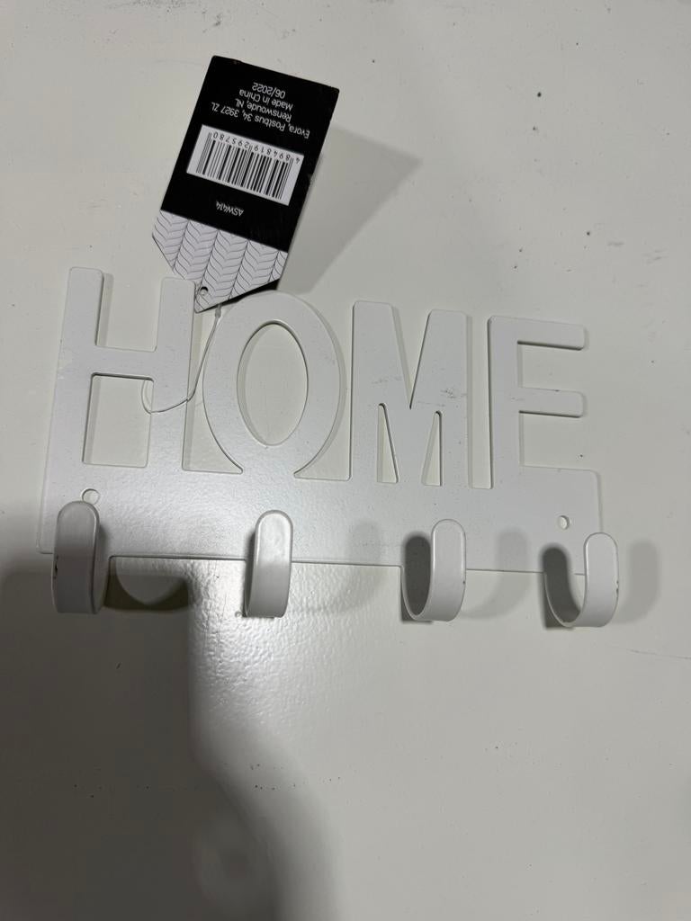 Witte sleutelhaken 'HOME', Wandhaken, Nieuw, Ophalen of Verzenden, Minder dan 100 cm
