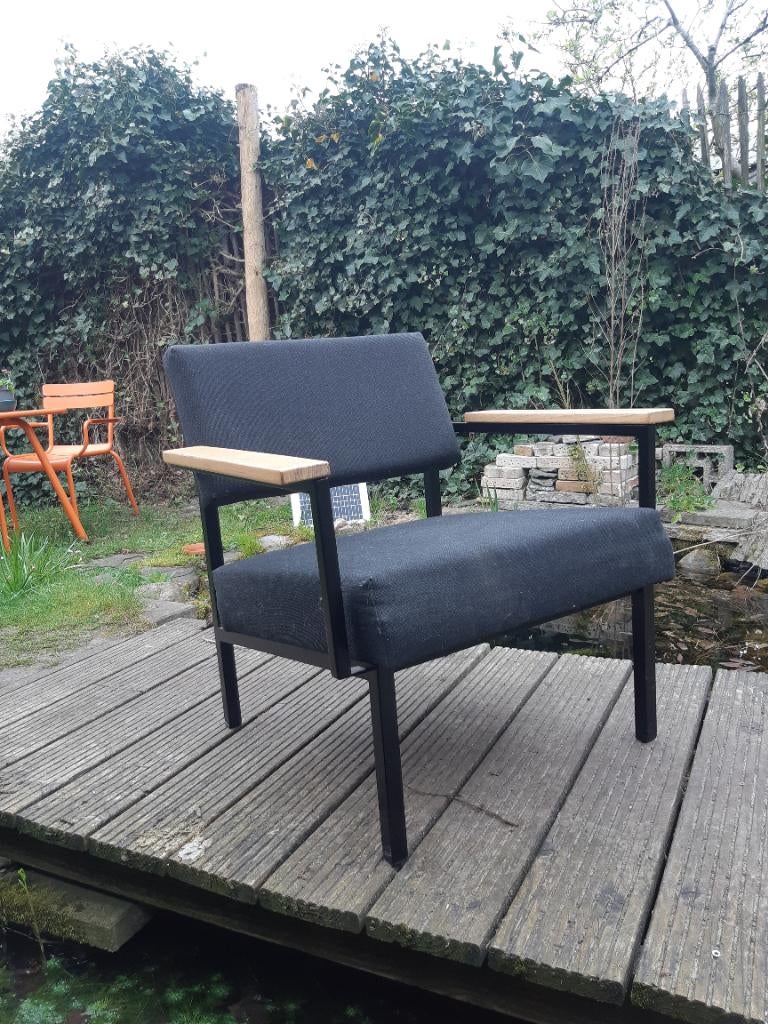 Stoel Gijs van der Sluis Model 36, Ophalen, Gebruikt, Zwart, Vintage jaren 60 design