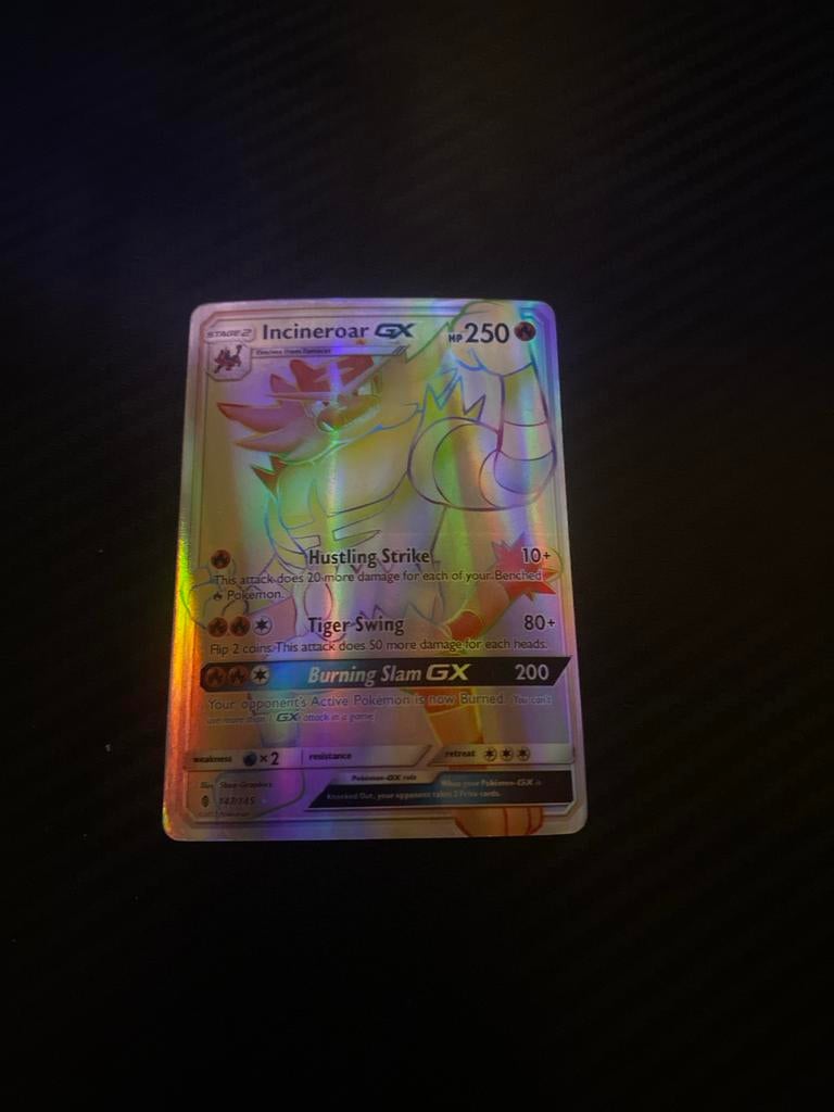 Pokémon Incineroar GX 147/145 Full Art, Ophalen of Verzenden, Gebruikt, Losse kaart, Foil