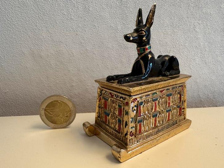 Anubis Beeldje - Egyptische Jakhalsgod Decoratie, Verzamelen, Beelden en Beeldjes, Gebruikt, Religie, Ophalen of Verzenden