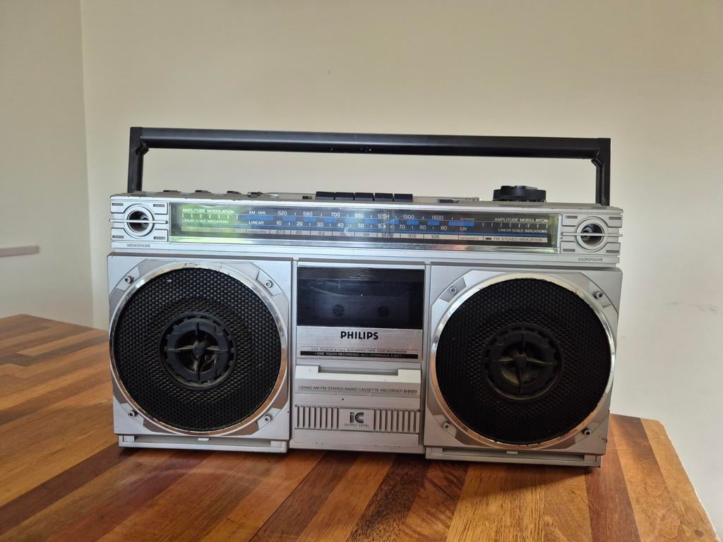 Vintage Philips Boombox D8444 - Klassieke Draagbare Radio, Ophalen of Verzenden, Gebruikt, Radio