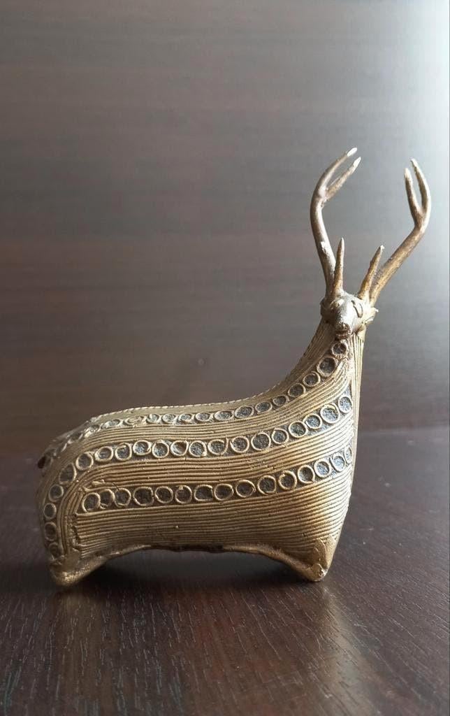 Antiek brons beeld Soulcraft DhokraTribal Art-Golden Deer, Ophalen of Verzenden, Brons