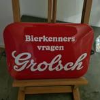 Emaille bord Bierkenners vragen grolsch Langcat reclamebord, Verzamelen, Ophalen of Verzenden, Gebruikt, Reclamebord