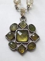 Vintage Olijfgroene hanger aan veter (6917-873), Ophalen, Overige materialen, Verstelbaar, Zo goed als nieuw