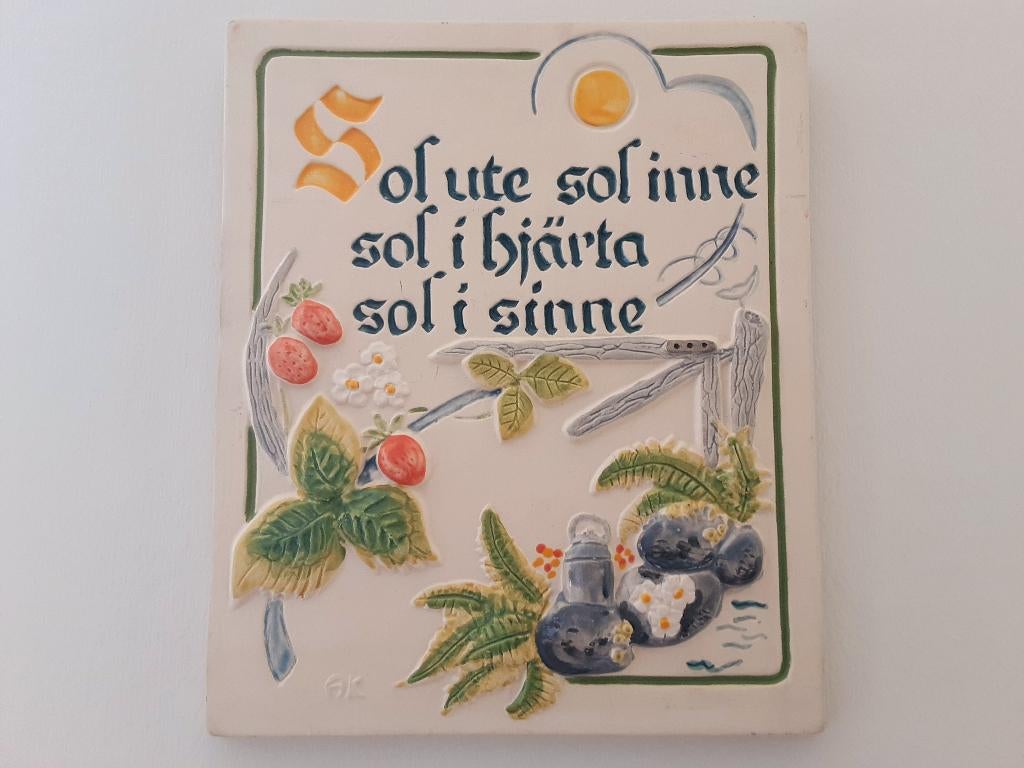 Vintage Zweedse Jie Gantofta handgedecoreerde wandtegel (AK), Ophalen