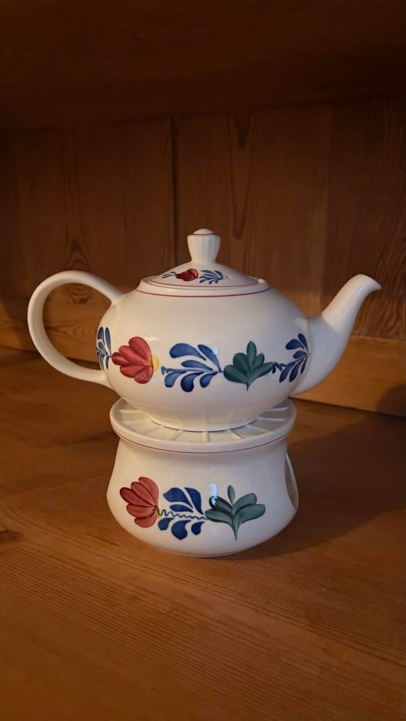 Boerenbont theepot met warmhouder, Huis en Inrichting, Keuken | Servies, Ophalen, Gebruikt, Keramiek, Overige typen