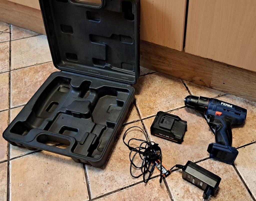 Ferm accu boormachine met 1 accu, Variabele snelheid, Nieuw, Ophalen of Verzenden, Boor- en Schroefmachine