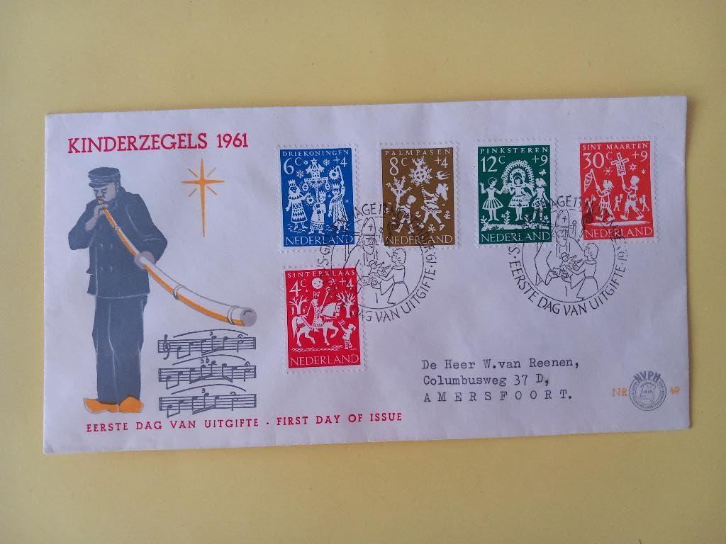 1962 Kinderzegels FDC E49 met gesloten klep e1, Postzegels en Munten, Verzenden, Beschreven, Nederland