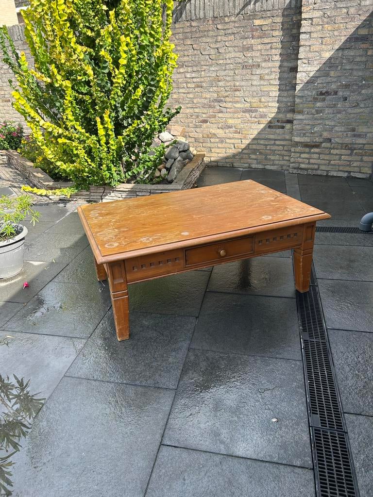 Grenen salontafel met lade, Ophalen, Gebruikt, 100 tot 150 cm, 50 tot 100 cm