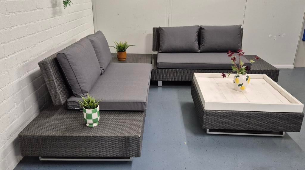 Loungeset || z.g.a.n || nieuwe kussens || Direct leverbaar, Ophalen, 4 zitplaatsen, Aluminium, Zo goed als nieuw