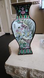 Antieke Chinese messing vaas met emaille panelen, Ophalen of Verzenden