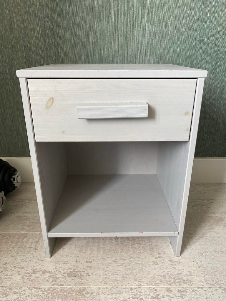 Nachtkastje met lade en open vak, Huis en Inrichting, Slaapkamer | Nachtkastjes, Ophalen, Gebruikt, Minder dan 45 cm, 55 tot 70 cm
