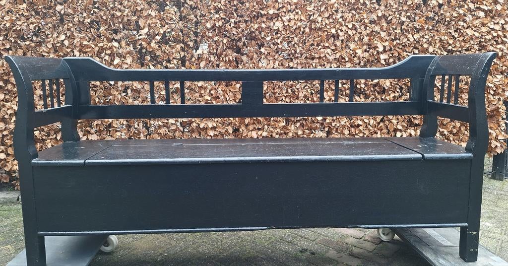 antieke deense houten  bank, Antiek en Kunst, Ophalen