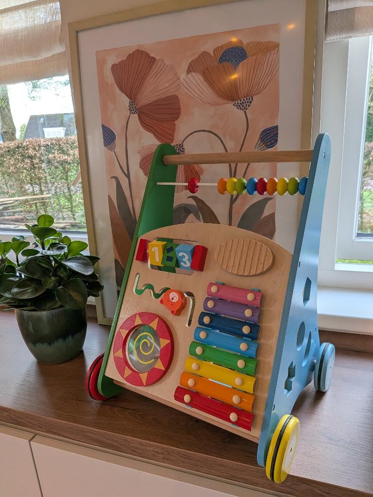 Rijoka Loopwagen Hout voor Baby, Ophalen, Gebruikt, Duw- of Trekspeelgoed