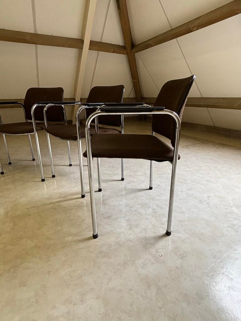 Vintage Tube chair jaren 70 6 stuks, Ophalen, Gebruikt, Bruin, On