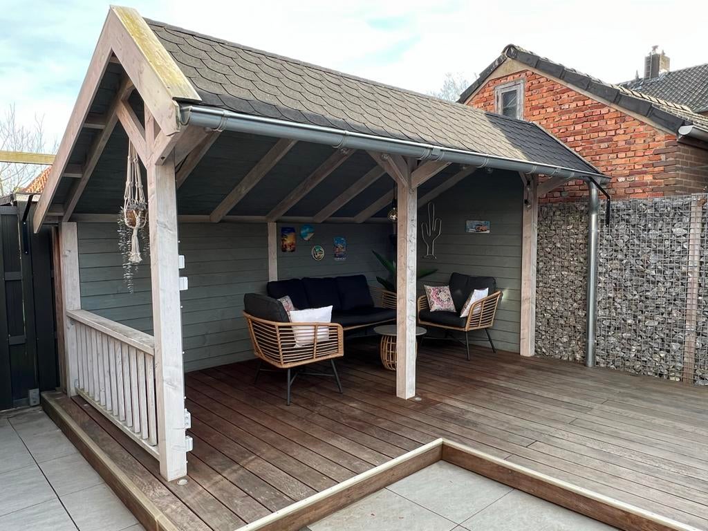Houten overkapping met vlonder, Tuin en Terras, Ophalen, Gebruikt, Overige typen