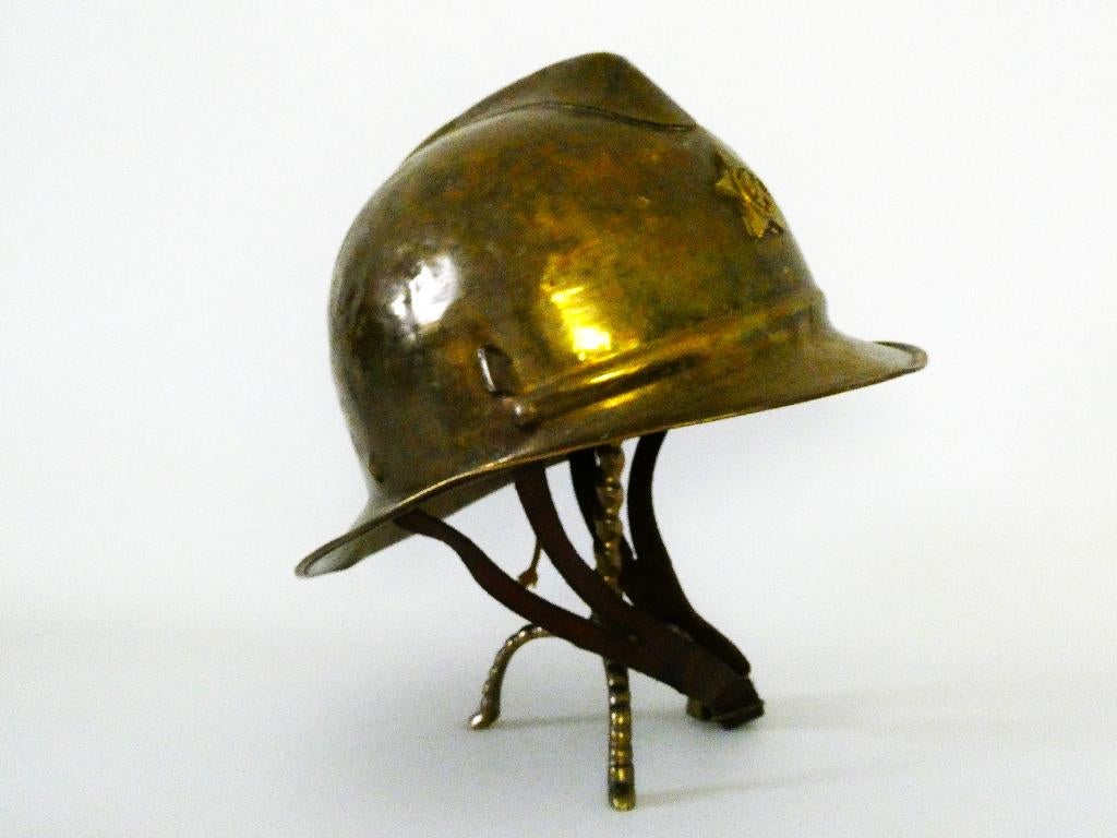 Antieke messing Bulgaarse brandweerhelm helm van ca. 1930, Ophalen of Verzenden