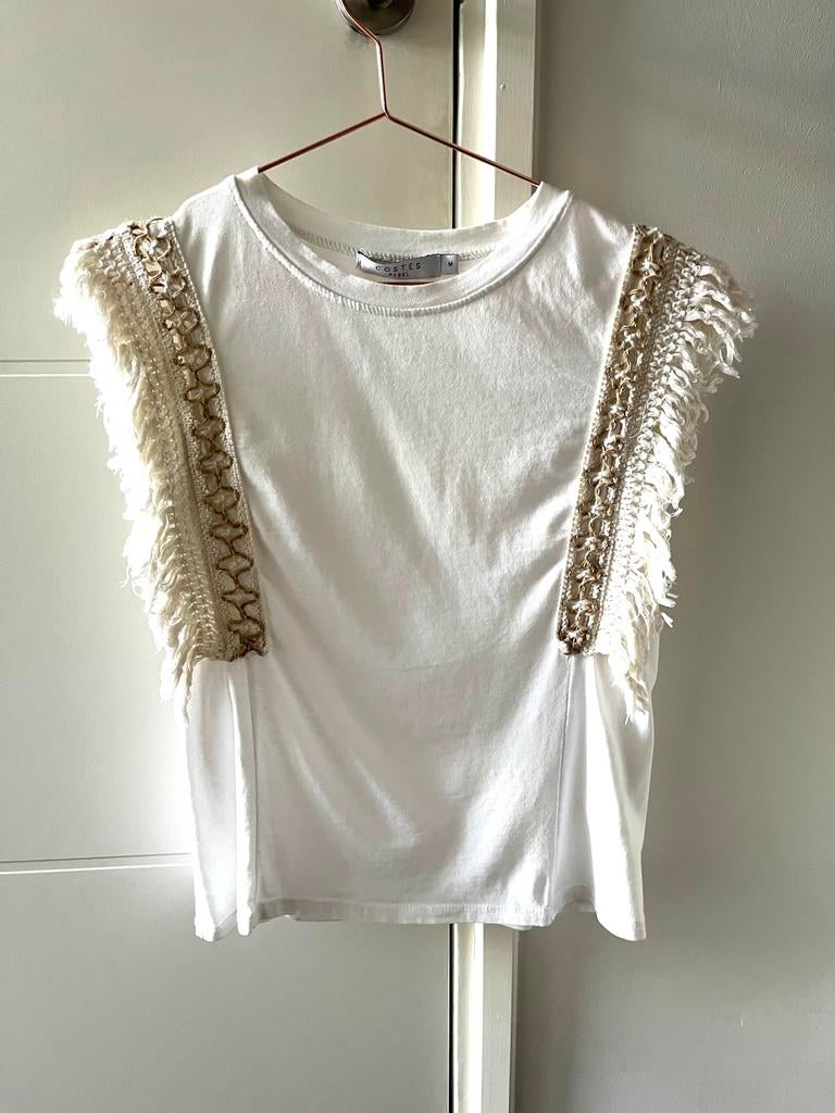 Costes witte top met franjes - Maat M, Maat 38/40 (M), Wit, Ophalen of Verzenden, Zo goed als nieuw