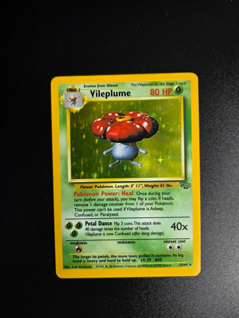 Vileplume 15/64 Pokemon Jungle holo, Ophalen of Verzenden, Zo goed als nieuw, Booster, Foil