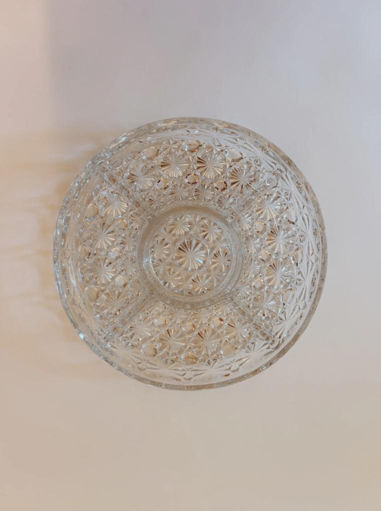 VINTAGE GLAZEN HAPJESSCHAAL | Ø 25 CM, Antiek en Kunst, Antiek | Glas en Kristal, Ophalen of Verzenden