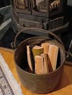 Prachtige antieke messing houtbak / koperen ketel, Ophalen of Verzenden