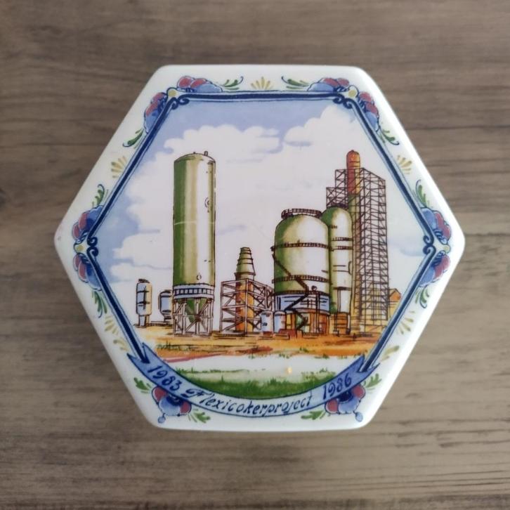 oud keramiek bewaardoosje, Flexicokerproject, 1986, ESSO, Antiek en Kunst, Antiek | Keramiek en Aardewerk, Ophalen of Verzenden