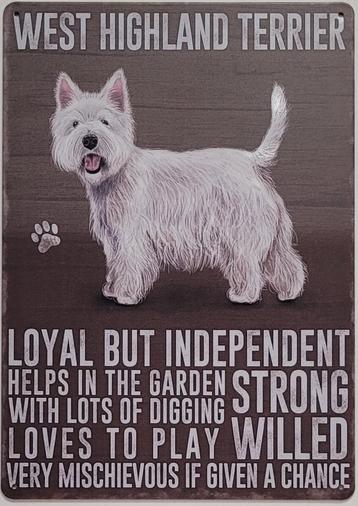 West Highland Terrier hond eigenschappen reclamebord metaal  beschikbaar voor biedingen