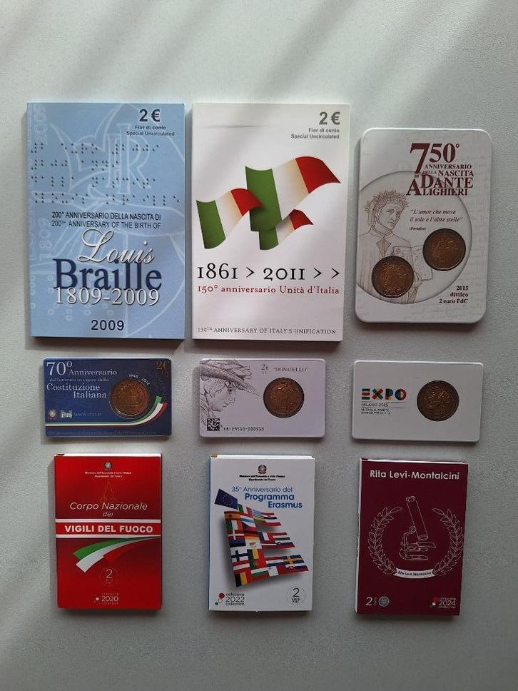 2 Euro Coincards Italie 2009,2011,2015, 2016 & 2020 t/m 2024, Postzegels en Munten, Munten | Europa | Euromunten, 2 euro, Italië
